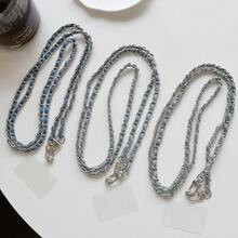 1 Set New Denim Element Leather Bag With Long Chain, Fashion Crossbody Metallic Backpack, Phone Case, Shoulder Strap - Multicolor - View 6