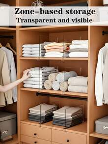 8pcs Transparent Partition Boards, Storage Shelf Dividers, Wardrobe Clothes Separator, Bookshelf Organizer, Multi-Functional Detachable Plates, Adjustable Plastic Thickened Partition Boards, Storage Organizer, Suitable For Clothing Classification, Desktop Organization, Home, Office, Desk, Clothing Rack, Holiday Gift, Back To School Essential - Multicolor - View 2