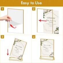 6pcs Transparent Acrylic Sign Holder With Gold Frame And Vertical Stand, 4"X6" (10x15cm) - Double-Sided Tabletop Menu Display Stand For Wedding Table Numbers, Restaurant Signage, Photo And Art Exhibition - T-gold - View 7