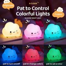 1pc Cute Cloud Silicone LED Bedside Night Light, Atmosphere Lamp, Sleep Companion, Nursing Light, Soft Warm Light, Easy Operation, Touch To Turn On, Soft Silicone Material - Baby Pink - View 4