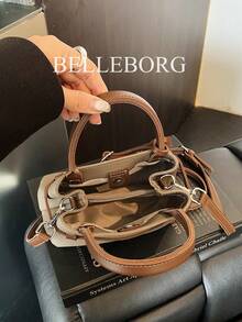 Elegant Casual Contrast Color Commuter Vintage Buckle Versatile Women Small Square Handbag - Grey - View 11