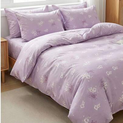 2/3Pcs Cotton Print Duvet Cover Set, Extra Large Bedding Set, Super Soft & Breathable Comforter Cover, Wrinkle-Resistant, Suitable For All Seasons, Soft & Comfortable, Ideal For Dorm, Home Bedroom, Hotel (1 Duvet Cover + 1/2 Pillowcases, No Filling)