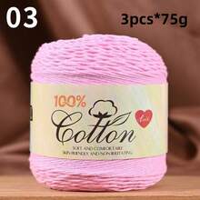 3-Pack Premium 100% Cotton Yarn, Soft & Cozy, Suitable For Handmade Sweaters, Scarves, Hats, Jackets, Vests, Shawls, Cushions, Etc. 3 Skeins X 75g = 225g - 75g Cotton - View 39