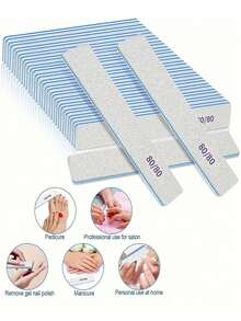 25pcs (Optional 80/80, 100/180) Nail Files, Acrylic Nail Sanding Boards, Professional Manicure Tools, Suitable For Home & Salon, Durable Double-Sided - Multicolor - View 2