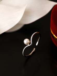 1 chiếc nhẫn hở hình chữ V bằng bạc Sterling S925, thích hợp cho nữ giới đeo hàng ngày, quà tặng gia đình thời trang, kỷ niệm tình bạn và gia đình độc đáo. - hình học - Xem 5