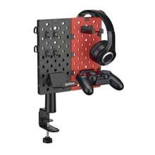 Manhattan 462518 - Soporte de Escritorio Multifuncional con Tablero Perforado y Porta Accesorios - Negro y Rojo - Ver 1