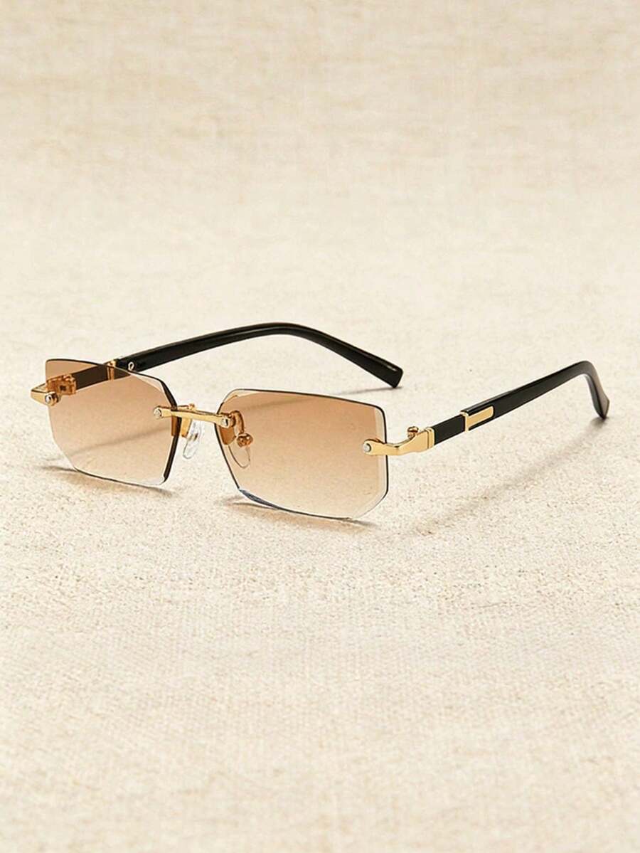 一副小框无框时尚眼镜，Y2K风格，适合海滩、驾驶、日常佩戴，百搭礼品。 - 黃色 - 查看 1