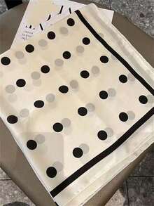 1pc Women's Elegant Polka Dot Printed 27.6" X 27.6" 100% Silk Bandana Scarf, Fashionable Spring Accessory For Dress - 淺褐色的 - 查看 2