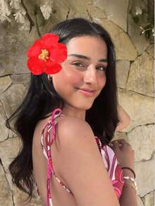 Pinzas para el cabello con flores hawaianas, pinzas para el cabello con flores de hibisco para damas, pinzas para el cabello con flores artificiales, adecuadas para vacaciones, playa, fiesta, conjunto de pinzas para el cabello de estilo bohemio de tela, pinzas para el cabello con flores de unicolor elegantes, accesorios para el cabello con flores de loto - Multicolor - Ver 3