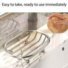 1 khay đựng xà phòng hình oval sáng tạo có lỗ thoát nước, chất liệu thép không gỉ bền chắc, phụ kiện phòng tắm - nhiều màu - Xem 9