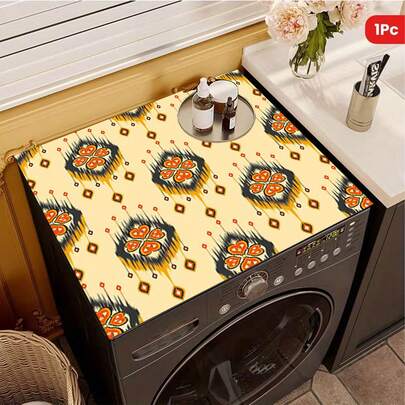 1件装心形火焰图案洗衣机晾干垫，洗衣机防滑排水垫，吸水速干厨房台面垫，橡胶材质，厨房必备，家居用品