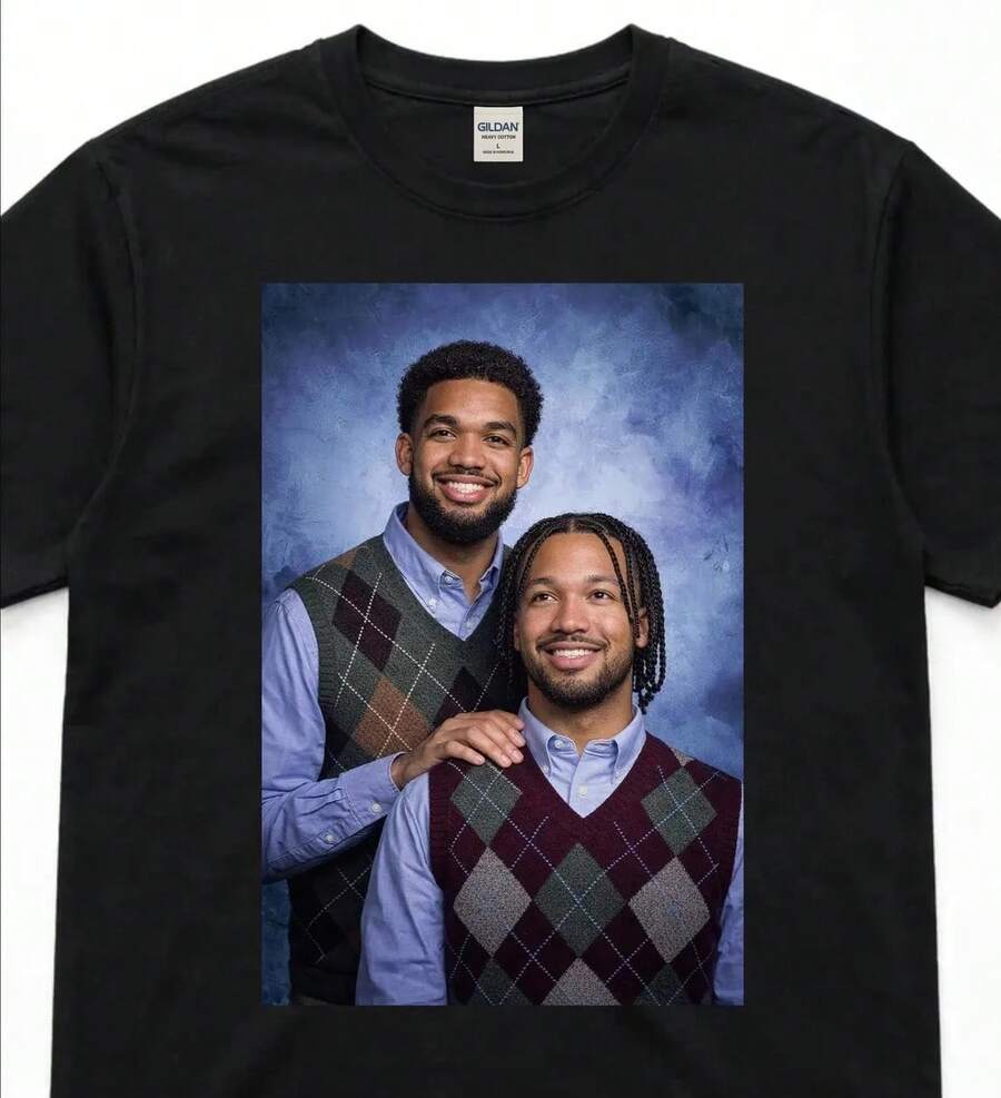 Knicks Duo Shirt Jalen Brunson & Karl-Anthony Towns Tee Basketball Gift - 黑色 - 查看 1
