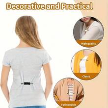 1Pc/2/3/4Pcs Dress Waist Cincher Clip Set, Elastic Clothing Clips, Tight Dress Cardigan Neckline Clips, Shirt Clips, Back Waist Cincher Clips, Shawl Clips, Vintage Sweater Clips For Women, Scarf Buckle Anti-Exposure, Collar Scarf Clips, Niche Women's Elastic Waist Cincher Clips - Multicolor - View 9
