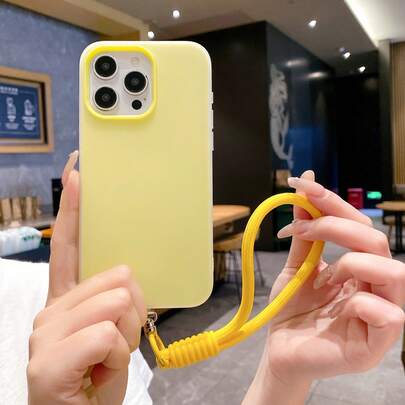 Keychain,Lanyard Compatible With IPhone 17, 17 Pro, 17 Pro Max, 16, 15, 14, 13, 12, 11 Pro Max/, 1 Piece New Fashionable Premium Wrist Strap Phone Protective Case, Suitable For Outdoor Use, Anti-Lost, Dual-Layer 2-In-1 Jelly Case, Portable, Anti-Fingerprint, Shock-Proof, Drop-Proof, Highly Protective, Ideal Gift For Friends And Family