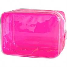 Neon Pouch Small, Makeup Bag, 7"X2.3"X4.7" Size TSA Approved Toiletry Bag, Clear Travel Bags For Toiletries, Clear Cosmetic Bag For Women And Men Small (Transparent (Black Bone)) - Transparent (black bone ) - 查看 1