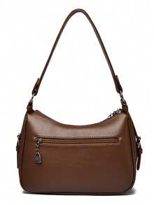 Túi đeo vai bằng da mềm mại, túi xách nữ công sở, thiết kế đơn giản, thời trang thành thị, mẫu mới năm 2026 dành cho các bà mẹ trung niên. - màu nâu - Xem 7