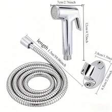 High Pressure Handheld Shower Head Set - Gold Plated Plastic Material, 59-Inch Hose And Wall Mount Bracket, Self-Cleaning Shower Head, Suitable For Bathroom, Pet Washing, Durable Leak-Proof Design, Bathroom Shower System | Modern Style | Long-Lasting Durable Surface Treatment, Shower System Replacement - A - View 2