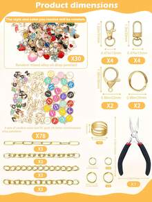 282/318pcs Keychain Making Tool Kit, Includes Oily Pendant, Letter Pendant, Keyring, Chain, Pliers And Thimble, Suitable For DIY Crafts, Bag Keychains, Hanging Chains - Multicolor - View 12