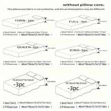 3pcs Bed Skirt Set (1 Bed Skirt + 2 Pillowcases, No Pillow Insert), Printed Anti-Slip Bedding Set, Suitable For Bedroom And Guest Room - Elegant Bloom - View 2