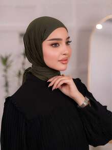 1pc Instant Triangle Hijab, All-In-One Tie-Up Design, Quick Wrap Without Slipping, No Undercap Needed, Suitable For Daily Wear, Prayer, And Outings - Multicolor - View 6