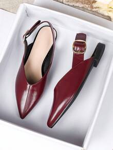 2026春夏新款女士平底凉鞋，百搭软底罗马凉鞋，大码41-43码 - 酒紅色 - 查看 6