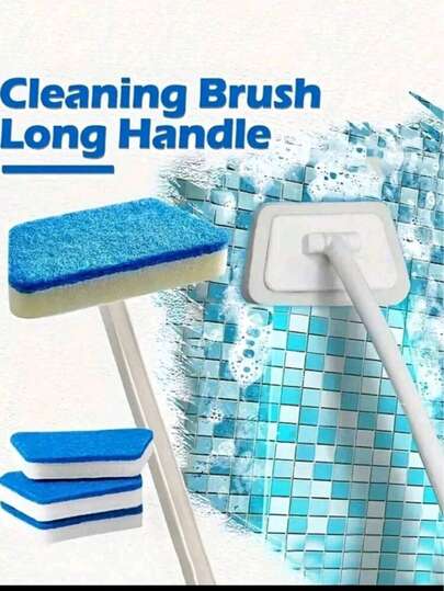Bộ cọ vệ sinh phòng tắm đa năng, cán dài - Đầu cọ có thể tháo rời và thay thế, thích hợp để làm sạch gạch, sàn nhà và bồn tắm - Dụng cụ vệ sinh gia đình