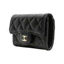 CHANEL Classic Gold Buckle Flap Diamond Quilted Embossed Leather Coin Purse/Card Holder For Women, Black - AP0214-Y01864-C3906 - Xem 2
