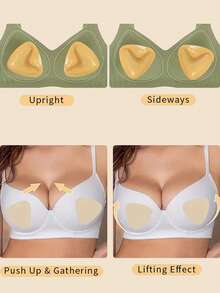 1 Pair Double-Sided Reusable Self-Adhesive Bra Pads, Thickened Invisible Bra Inserts, Waterproof For Swimming - Apricot - View 2