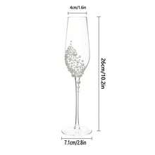 1只/2只珍珠香槟杯，6盎司，透明玻璃杯柄，饰以仿白色珍珠 - 婚礼新郎新娘、下午茶会和单身派对玻璃器皿 - 查看 5