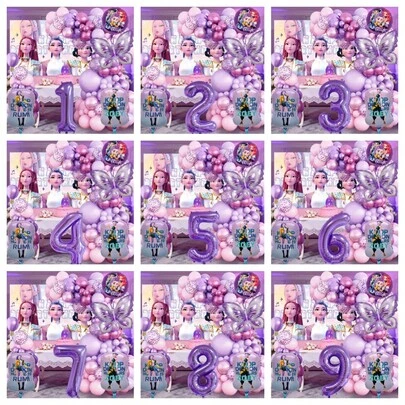 Decoración de globos con arco estilo K-Pop, decoración de fiesta temática con globos, fiesta de cumpleaños de niña disco cool, globos de látex, globos con números, suministros para fiesta de bautizo de bebé, regalos y globos de juguete