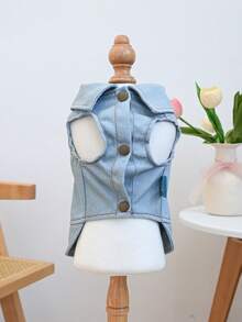 1pc Pet Clothes, Dog/Cat Jacket Coat, Durable & Wear-Resistant Outfit For Small Dogs - Sweetheart Jacket - Blue - View 7