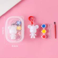 1set/Random Fluid Bear Keychain, DIY Graffiti Painting Material Kit, Pigment + Spoon + Bear + Brush Packed In Bag/Box, Creative Handmade Bear Toy, Painting Set Back To School,Mother's Day,Mom's Gift,Back To School,School Supplies - Randomly Painted Bear - View 3
