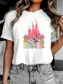 Camisetas de verano, con estampados de Disneyland, adecuadas para el uso diario y fáciles de llevar en verano. Camisetas casuales de cuello redondo, con microelástico y suaves, que incluyen estampados de moda Disney, son camisetas de verano de cuello redondo, tanto para hombres como para mujeres, y son regalos ideales para las vacaciones. - Blanco - Ver 1