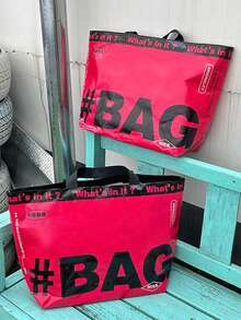 1 pieza Bolso de mano de moda - Bolso plegable portátil de gran capacidad - Estilo callejero - Atuendo personalizado - Combinación de fotos - A - Ver 3