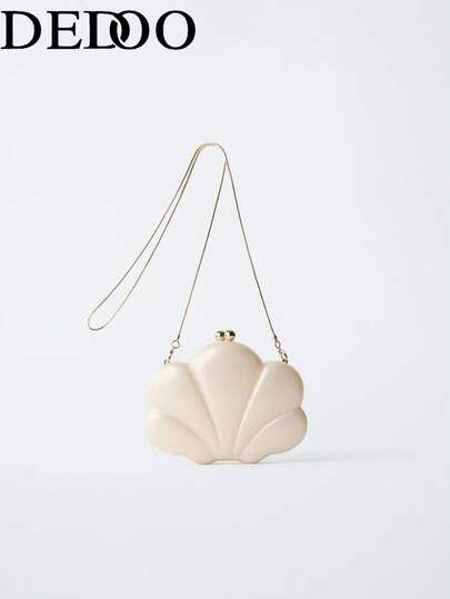 Dedoo Women's Fashion Pearl Evening Clutch, Luxury Chain Shell Shoulder/Crossbody Bag