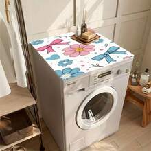 1pc Flower & Bow Pattern Silicone Mat, Warm Family Atmosphere, Silica Gel, Anti-Slip, Suitable For Washing Machine Cover, Dryer Cover, Coffee Machine Mat, Kitchen Counter Mat, Multi-Purpose Household Mat - Klein Blue Flower - View 4