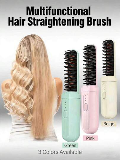 Dual-Function Portable Hair Straightener & Curler, USB Rechargeable Ionic Hair Brush, Anti-Scald Charging, Suitable For Travel, Ideal Gift For Women. Electric Hair Straightening Brush, Multi-Function Straightener, Ionic Anti-Scald Styling Tool, Hair Straightening Brush, Best Holiday Gift For Family And Friends On Valentine's Day And Christmas.