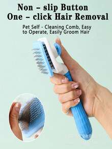 Cat Grooming Tool, Hair Removal & Fuzz Cleaner, One-Click Pet Brush Suitable For Dogs & Cats - Self-Cleaning Grooming Brush With Soft Bristles, Fits All Breeds - Pet Comb - View 10