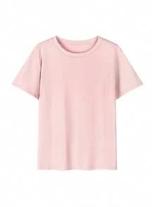 T-shirt mode pour femmes, imprimé mignon de lettre porte-bonheur & cœur de poker, tissu doux, coupe ample et décontractée, top esthétique à col rond et manches courtes rose d'été - Rose bonbon - Voir 3