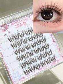 MIXIAOHE 36 Clusters Brown Cute Rabbit Eye Self‑Adhesive Lash Clusters, C Curl, Korean & Japanese Style, Natural & Fluffy, 10‑13mm, Beginner Friendly - C - View 3
