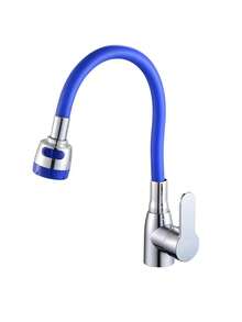 360°旋转灵活厨房水龙头 - 单把手冷热水混合水龙头，抛光表面，陶瓷阀芯和底座安装，适用于现代厨房/浴室 - 彩色 - 查看 5