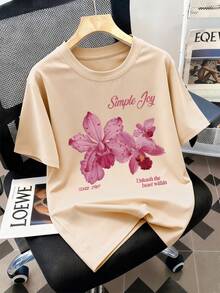1 Set Floral Print Short Sleeve T-Shirt And Flare Pants Outfit, Suitable For Teenage Girls, Perfect Summer Gift For Spring/Summer Wear At School Or Outdoor - Multicolor - View 4