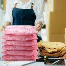 Juego de 800 sobres de polietileno con lazo rosa de 10 x 13 pulgadas impermeables autoadhesivas lindas bolsas de envío con tarjetas de agradecimiento y calcomanías para sobres de - como en la foto - Ver 6