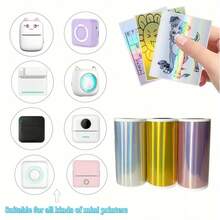 Pegatinas térmicas holográficas | Diseños plateados, dorados, de arcoíris morado, de código de barras, de correo electrónico, de imagen, de logotipo, compatibles con impresoras C9/X5/X6/T02/M02 - Ver 6