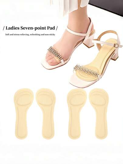 1双女士自粘式吸汗3/4长度鞋垫，舒适时尚简约鞋垫，适用于女士鞋子、高跟鞋、凉鞋和拖鞋