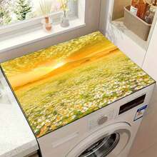 1pc Flower & Bow Pattern Silicone Mat, Warm Family Atmosphere, Silica Gel, Anti-Slip, Suitable For Washing Machine Cover, Dryer Cover, Coffee Machine Mat, Kitchen Counter Mat, Multi-Purpose Household Mat - Klein Blue Flower - View 13