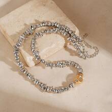 1pc Elegant Fashion Asymmetrical CCB Geometric Heart Pendant Necklace, Suitable For Women's Daily Wear, Various Holidays, Mother's Day Gift, Socializing, Parties, Activities, Beach, Vacation Jewelry - Multicolor - View 13