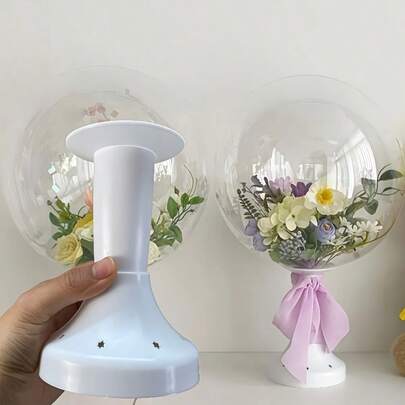 3pcs/1set, Bubble Ball Holder Balloon Holder Set, Bubble Ball Stand, Balloon Base, Bubble Ball Table Float, Party Decoration Stand, Tabletop Column Bouquet Holder, White Plastic Balloon Stand, Balloon Column, Balloon Table Float, Home Decoration