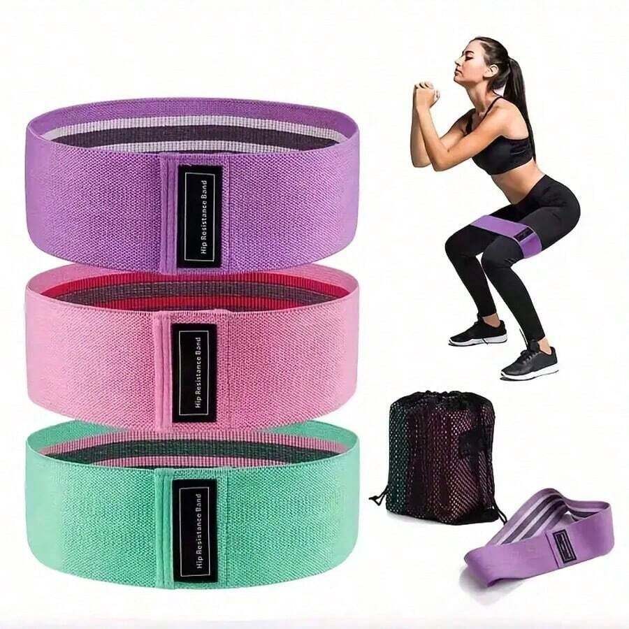 1 pieza Banda de resistencia - Cinturón de cintura para entrenamiento de talla grande, unisex - Cinturón de fitness de tela elástica gruesa, para ejercitar los músculos de las piernas, glúteos y caderas - Banda elástica de estiramiento, adecuada para gimnasio y entrenamiento en casa, sentadillas y yoga (1 pieza) - Multicolor - Ver 1