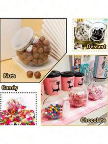 1/3/5pcs 350ml Transparent Plastic Jars With Lids, Wide Mouth Design, Suitable For Storing Candies, Gummies, Cookies And Snacks On Kitchen Counter, Also Can Be Used For Home Decor, Party And Holiday Storage - Clear - View 8